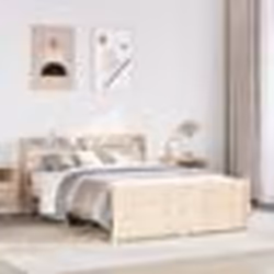 vidaXL Cadre de lit avec tête de lit 160x200 cm bois de pin massif lit cadre de lit en bois massif meuble de chambre à 330676 ...