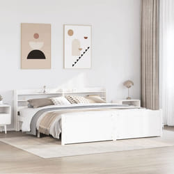 vidaXL Cadre de lit et tête de lit blanc 180x200 cm bois de pin massif lit cadre de lit en bois massif meuble de chambre 3306769