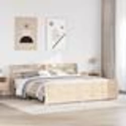 vidaXL Cadre de lit avec tête de lit 200x200 cm Bois de pin massif lit cadre de lit en bois massif meuble de chambre à 3306770