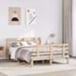 vidaXL Cadre de lit avec tête de lit 140x190 cm bois de pin massif lit cadre de lit en bois massif meuble de chambre à 330684 ...
