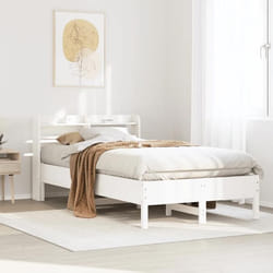 Vidaxl Cadre De Lit Sans Matelas Blanc 120x190 Cm Bois De Pin Massif