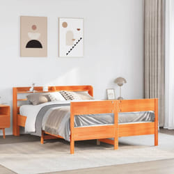 Cadre De Lit Sans Matelas Cire Marron 120x190cm Bois Pin Massif