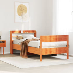 Cadre De Lit Sans Matelas Cire Marron 75x190 Cm Bois Pin Massif Vidaxl