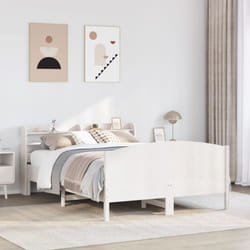 Vidaxl Cadre De Lit Sans Matelas Blanc 140x190 Cm Bois De Pin Massif