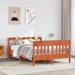 Cadre De Lit Sans Matelas Cire Marron 135x190cm Bois Pin Massif Vidaxl