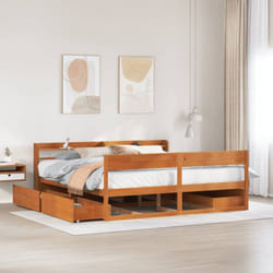 Cadre De Lit Sans Matelas Cire Marron 180x200cm Bois Pin Massif Vidaxl