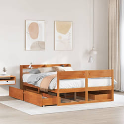 Cadre De Lit Sans Matelas Cire Marron 140x200cm Bois Pin Massif Vidaxl