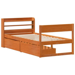 Cadre De Lit Sans Matelas Cire Marron 100x200cm Bois Pin Massif Vidaxl