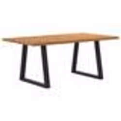 vidaXL Table à manger avec bord naturel 180x100x74cm bois massif chêne