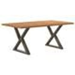 vidaXL Table à manger avec bord vivant 180x100x74 cm bois massif chêne