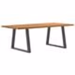vidaXL Table à manger avec bord naturel 220x100x74cm bois massif chêne