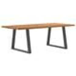 vidaXL Table à manger avec bord naturel 220x100x74cm bois massif chêne