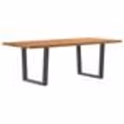 vidaXL Table à manger avec bord naturel 220x100x74cm bois massif chêne