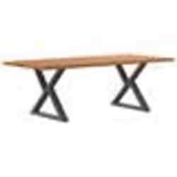 vidaXL Table à manger avec bord vivant 220x100x74 cm bois massif chêne