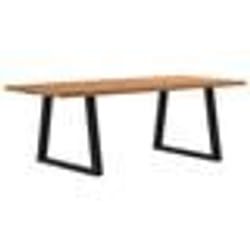 vidaXL Table à manger avec bord naturel 220x100x74cm bois massif chêne