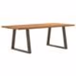 vidaXL Table à manger avec bord naturel 220x100x74cm bois massif chêne