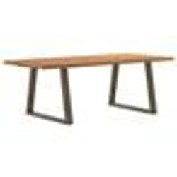 vidaXL Table à manger avec bord naturel 220x100x74cm bois massif chêne
