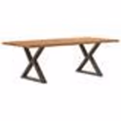 vidaXL Table à manger avec bord vivant 220x100x74 cm bois massif chêne