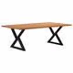 vidaXL Table à manger avec bord naturel 220x120x74cm bois massif chêne