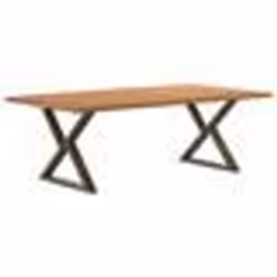 vidaXL Table à manger avec bord naturel 220x120x74cm bois massif chêne