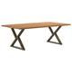 vidaXL Table à manger avec bord naturel 220x120x74cm bois massif chêne