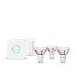 Philips Hue White and Color ambiance Kit de démarrage Essential : 3 ampoules connectées GU10 (345 lm) + variateur