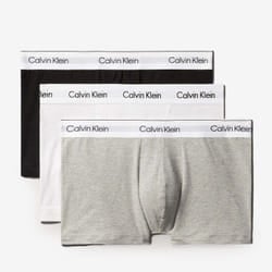 Calvin Klein Boxer Homme - Lot de 3 en Coton Coupe Décontractée, Couleur Gris/Blanc/Noir, Taille S.