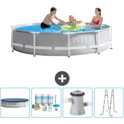 Intex - Piscine ronde à cadre prisme 305 x 76 cm - Grise - Incluse Accessoire CB6