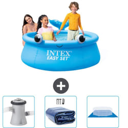 Piscine Gonflable Ronde Intex Easy Set - 183 x 51 cm - Bleue - Baleine - Incluse Accessoire CB76