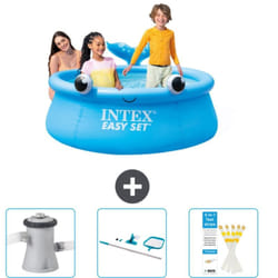 Piscine Gonflable Ronde Intex Easy Set - 183 x 51 cm - Bleue - Baleine - Incluse Accessoire CB82