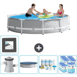 Intex - Piscine ronde à cadre prisme 305 x 76 cm - Grise - Comprend des Accessoires CB17