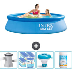 Intex - Piscine Gonflable Ronde Easy Set - 244 x 61 cm - Bleue - Comprend des Accessoires CB89