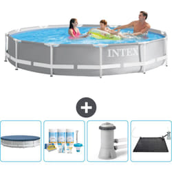 Piscine ronde prisme frame Intex - 366 x 76 cm - Grise - Incluse Accessoire CB4