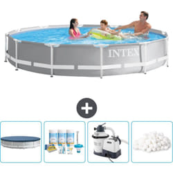 Intex - Piscine ronde prisme frame 366 x 76 cm - Grise - Incluse Accessoire CB63