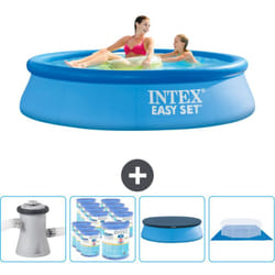 Intex - Piscine Gonflable Ronde Easy Set - 244 x 61 cm - Bleue - Comprend des Accessoires CB88