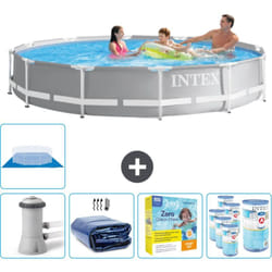 Intex - Piscine ronde à cadre prisme 366 x 76 cm - Grise - Comprend des Accessoires CB22