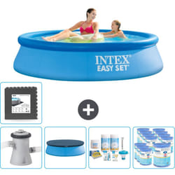 Piscine Gonflable Ronde Intex Easy Set - 244 x 61 cm - Bleue - Comprend des Accessoires CB17