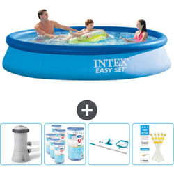 Piscine Gonflable Ronde Intex Easy Set - 366 x 76 cm - Bleue - Comprend des Accessoires CB94