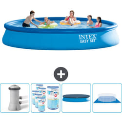 Piscine Gonflable Ronde Intex Easy Set - 457 x 84 cm - Bleue - Comprend des Accessoires CB88