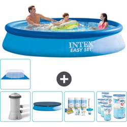 Piscine Gonflable Ronde Intex Easy Set - 366 x 76 cm - Bleue - Comprend des Accessoires CB15