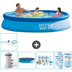 Piscine Gonflable Ronde Intex Easy Set - 366 x 76 cm - Bleue - Comprend des Accessoires CB21