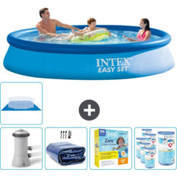 Piscine Gonflable Ronde Intex Easy Set - 366 x 76 cm - Bleue - Comprend des Accessoires CB22