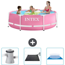 Intex - Piscine Cadre Rond - 244 x 76 cm - Rose - Incluse Accessoire CB79