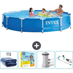 Intex - Piscine Cadre Rond - 366 x 76 cm - Bleue - Incluse Accessoire CB12