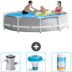 Intex - Piscine ronde à cadre prisme 305 x 76 cm - Grise - Incluse Accessoire CB77