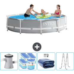 Intex - Piscine ronde à cadre prisme 305 x 76 cm - Grise - Comprend des Accessoires CB95