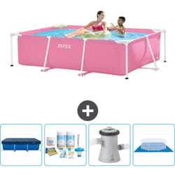 Piscine Cadre Rectangulaire Intex - 220 x 150 x 60 cm - Rose - Incluse Accessoire CB1