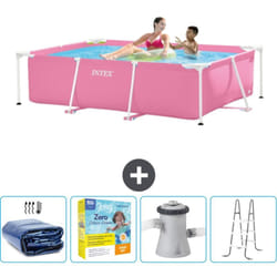 Intex - Piscine Cadre Rectangulaire 220 x 150 x 60 cm - Rose - Incluse Accessoire CB13