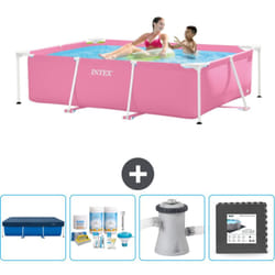 Intex - Piscine Cadre Rectangulaire 220 x 150 x 60 cm - Rose - Incluse Accessoire CB3