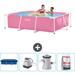 Intex - Piscine Cadre Rectangulaire 220 x 150 x 60 cm - Rose - Incluse Accessoire CB53